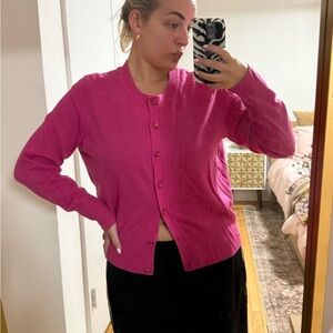 Kate Spade Hot Pink Button-Up Cardigan Sweater